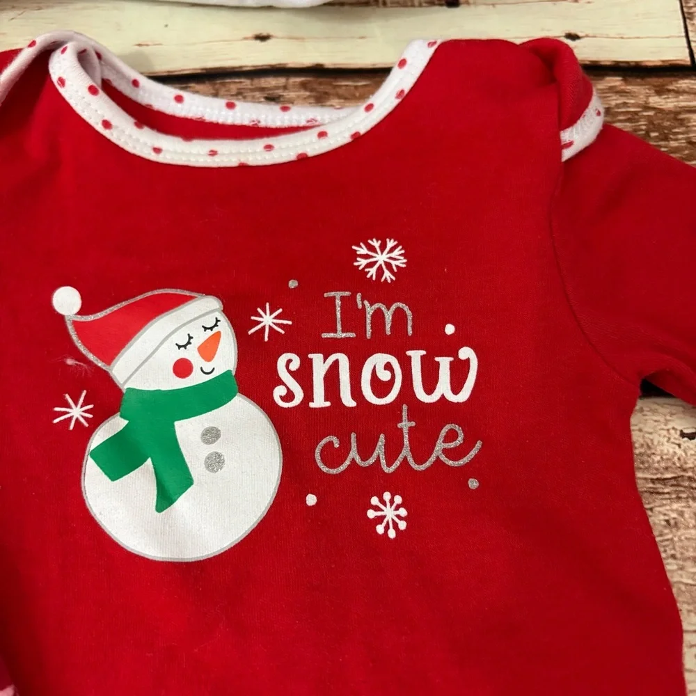 Baby Essentials Red Snowflake Baby Outfit - Picture 3 of 5